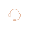 A copper-colored line-art icon of a headset or customer service representative.